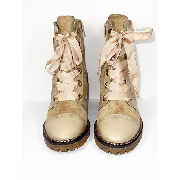 Softwaves Sahara Boots Leather Suede Ribbon Tie Chunky Lug Combat Boho Tan 36/6 - Picture 3 of 16